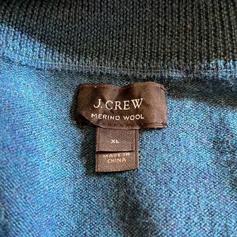JCrew men’s 3/4 zip royal blue wool sweater . Says XL but would fit Med-LG